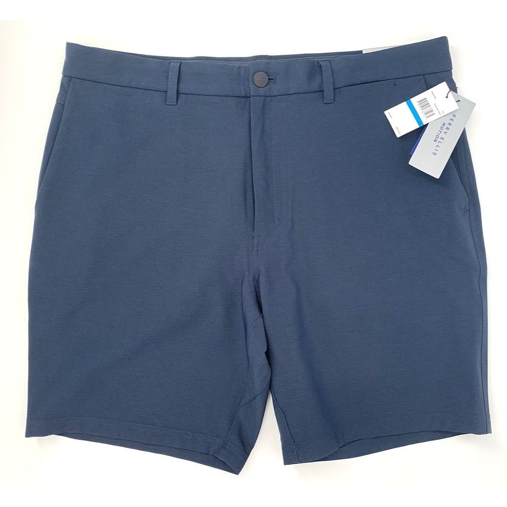 Perry Ellis Motion Navy Blue Flat Front Stretch Men's Tech Shorts Size 36W